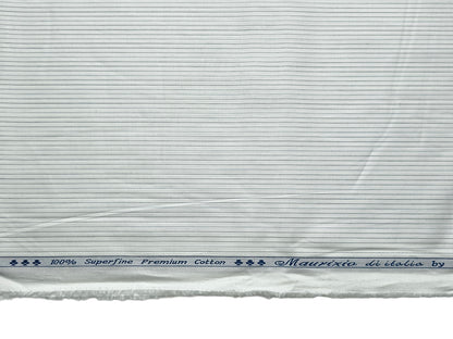 Arvind 100% Superfine Premium Cotton Shirting Fabric (White, Striped)
