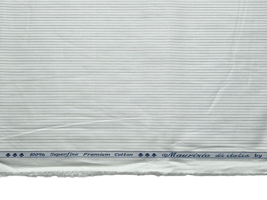 Arvind 100% Superfine Premium Cotton Shirting Fabric (White, Striped)