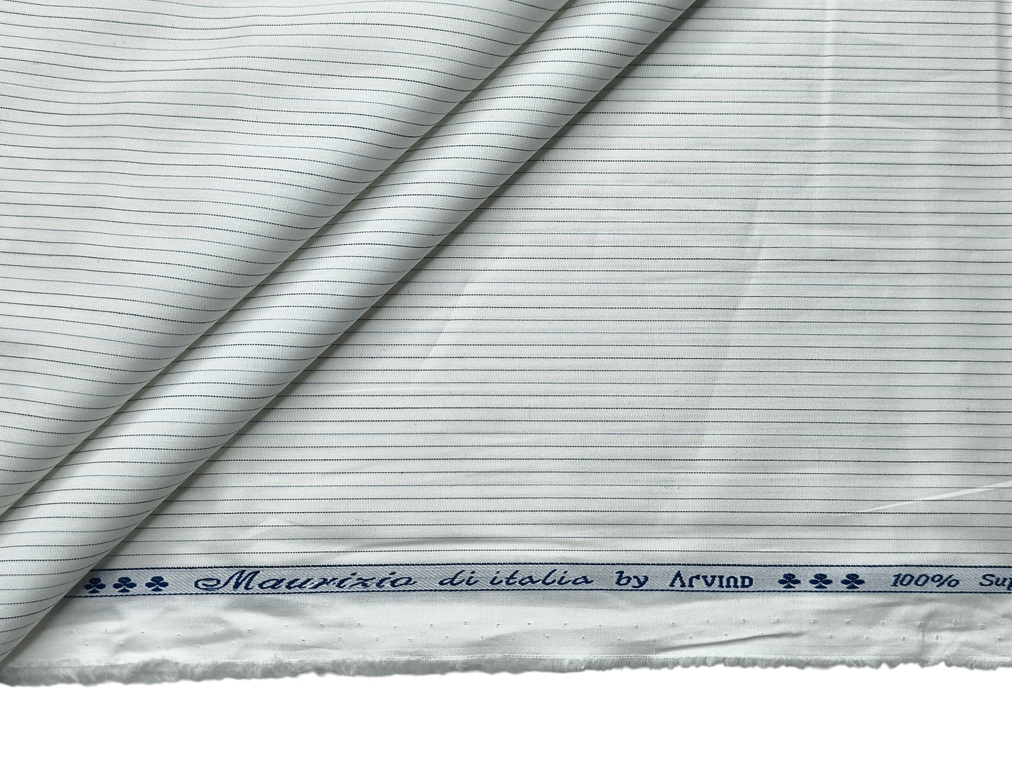 Arvind 100% Superfine Premium Cotton Shirting Fabric (White, Striped)