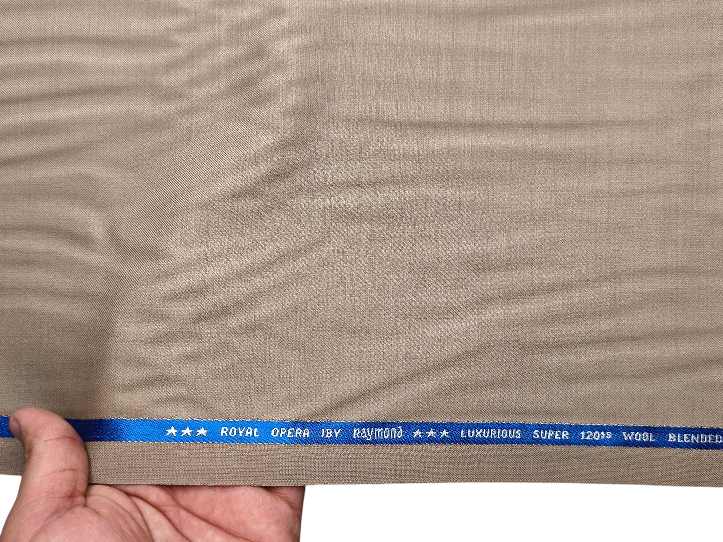 Raymond Royal Opera 70% Wool Super 120s Suiting Fabric (Warm Beige, Plain)