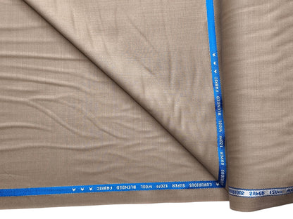 Raymond Royal Opera 70% Wool Super 120s Suiting Fabric (Warm Beige, Plain)