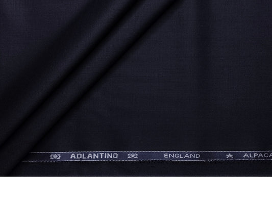 Adlantino Super 110's Extrafine Merno Wool Blended Suiting Fabric (Deep Navy Blue, Plain)