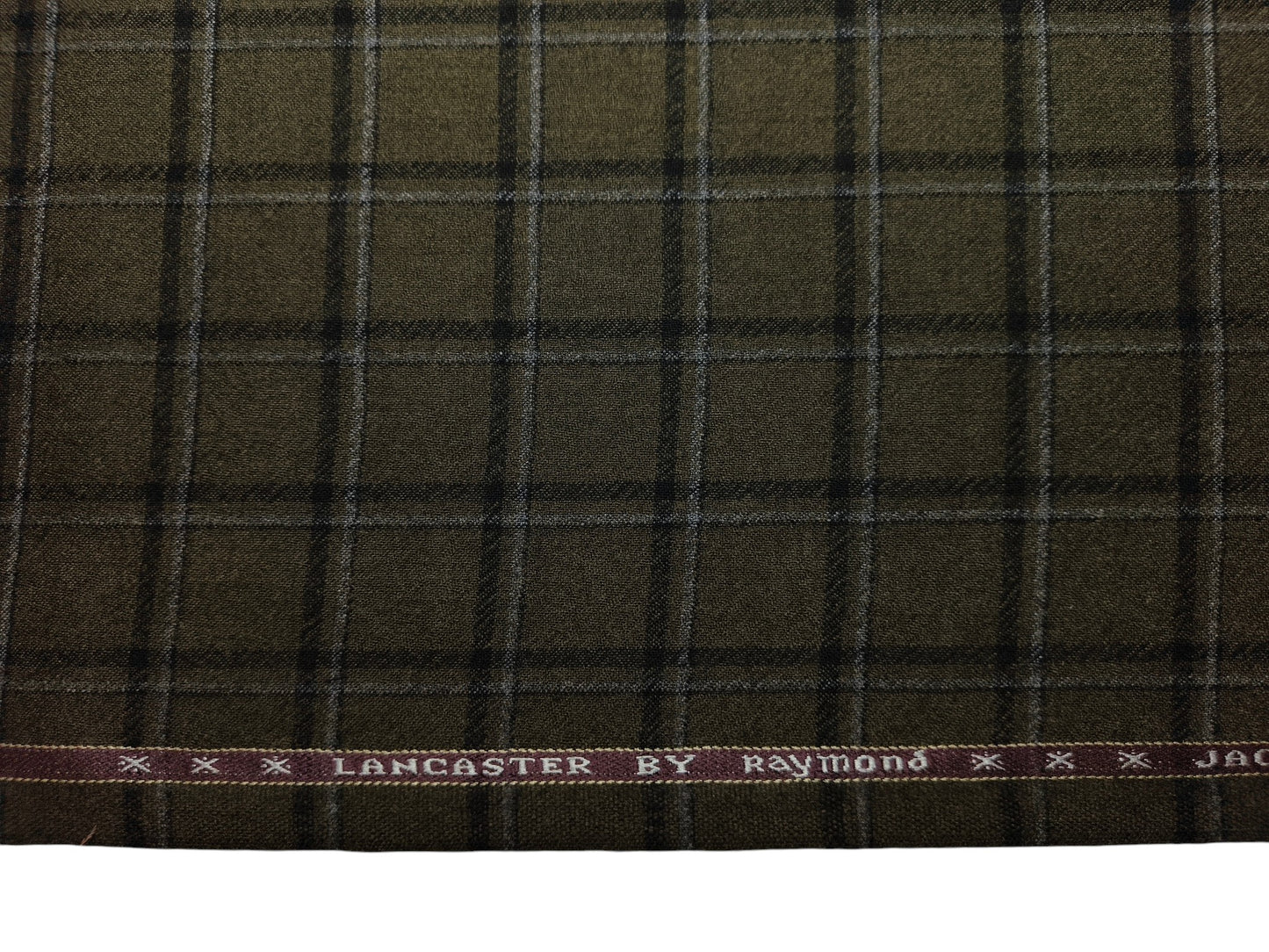 Raymond Lancaster 100% Wool Jacketing Suiting Fabric (Dusty Green, Checks)