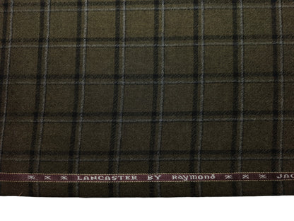 Raymond Lancaster 100% Wool Jacketing Suiting Fabric (Dusty Green, Checks)