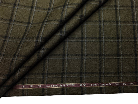 Raymond Lancaster 100% Wool Jacketing Suiting Fabric (Dusty Green, Checks)