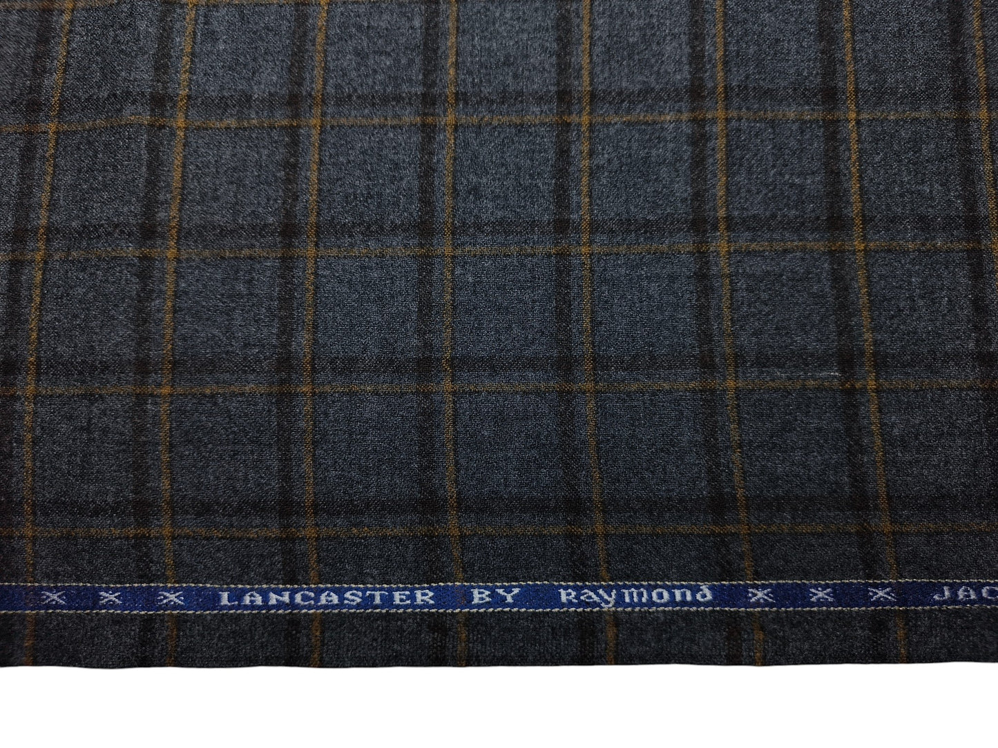 Raymond Lancaster 100% Wool Jacketing Suiting Fabric (Grey, Checks)