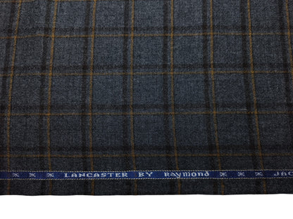 Raymond Lancaster 100% Wool Jacketing Suiting Fabric (Grey, Checks)
