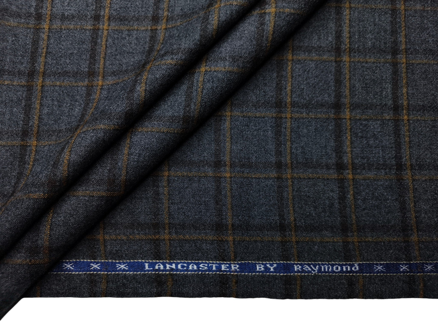 Raymond Lancaster 100% Wool Jacketing Suiting Fabric (Grey, Checks)