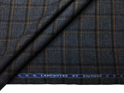 Raymond Lancaster 100% Wool Jacketing Suiting Fabric (Grey, Checks)