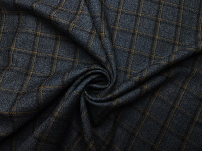 Raymond Lancaster 100% Wool Jacketing Suiting Fabric (Grey, Checks)