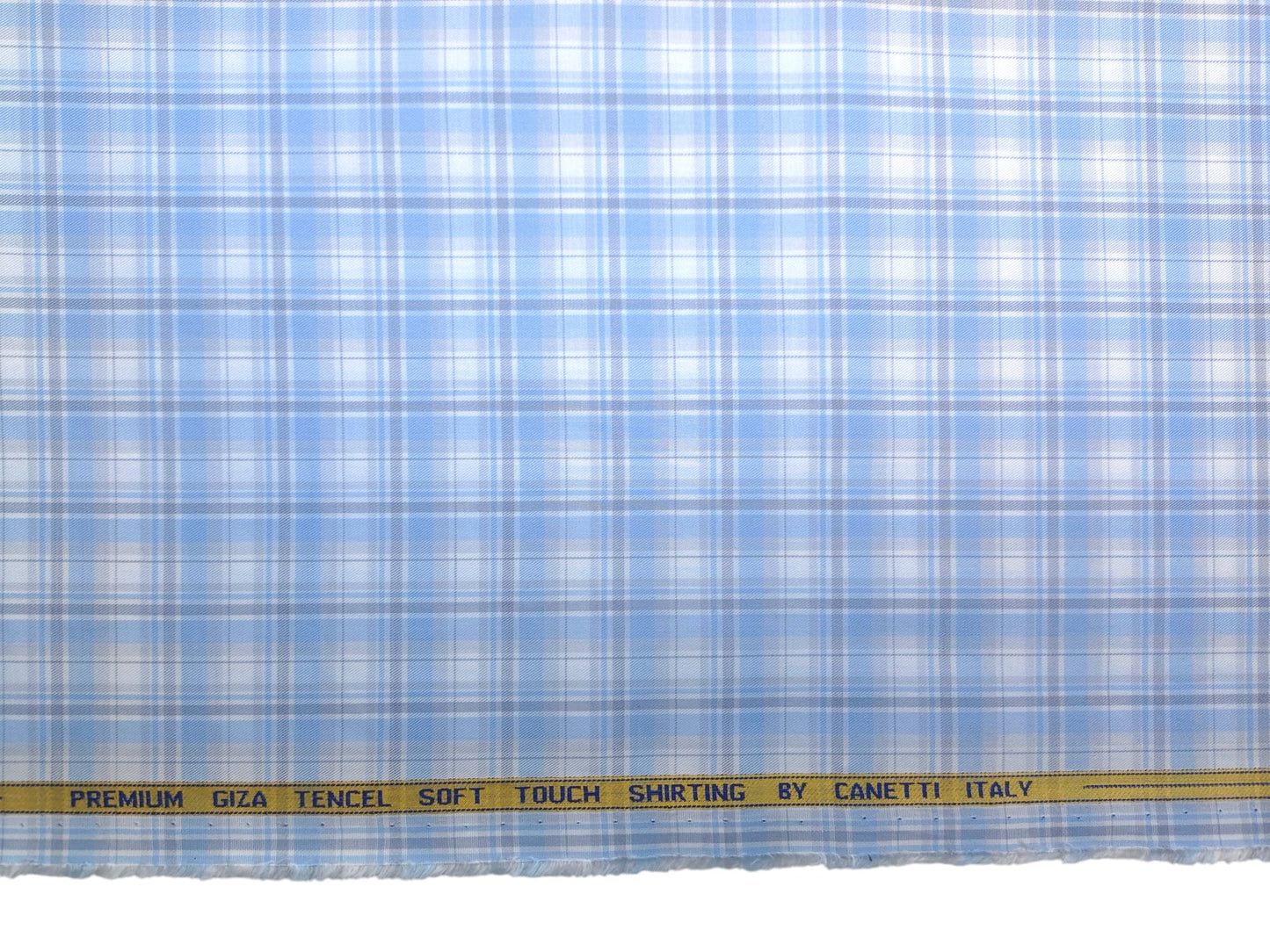 Canetti Italy Premium Tencel Giza Soft Touch Shirting Fabric (Sky Blue, Checks)