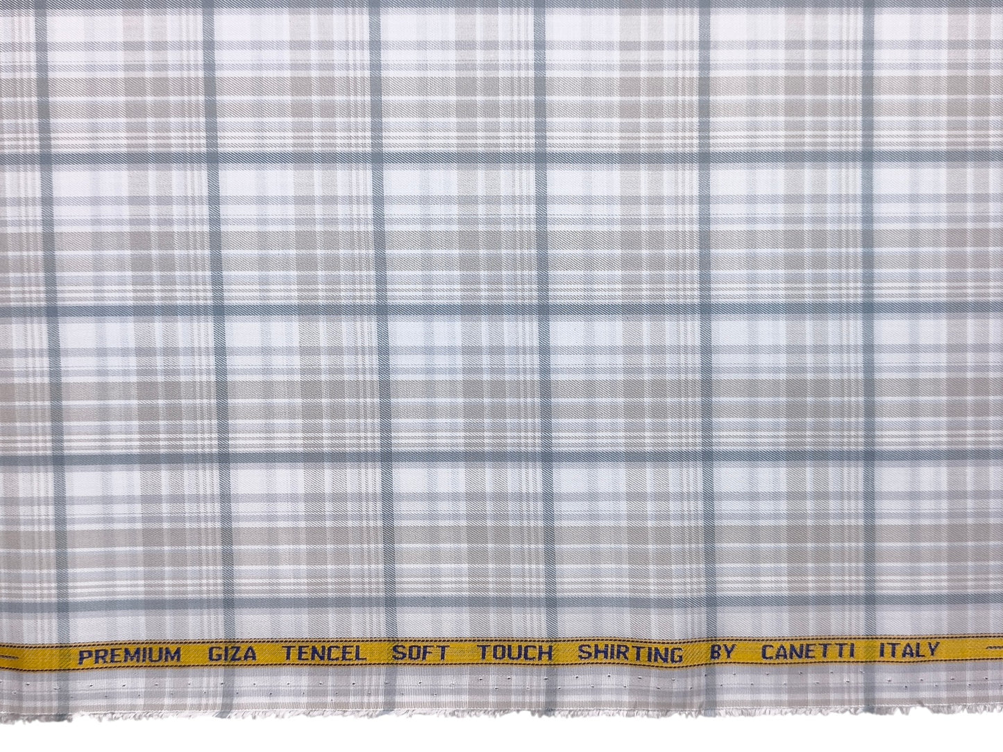 Canetti Italy Premium Tencel Giza Soft Touch Shirting Fabric (Light Grey, Checks)
