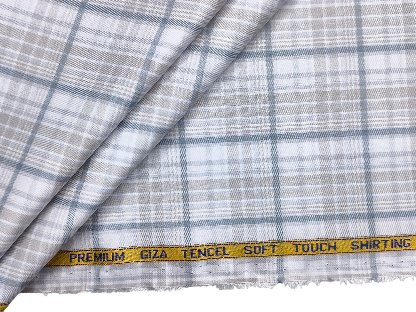 Canetti Italy Premium Tencel Giza Soft Touch Shirting Fabric (Light Grey, Checks)