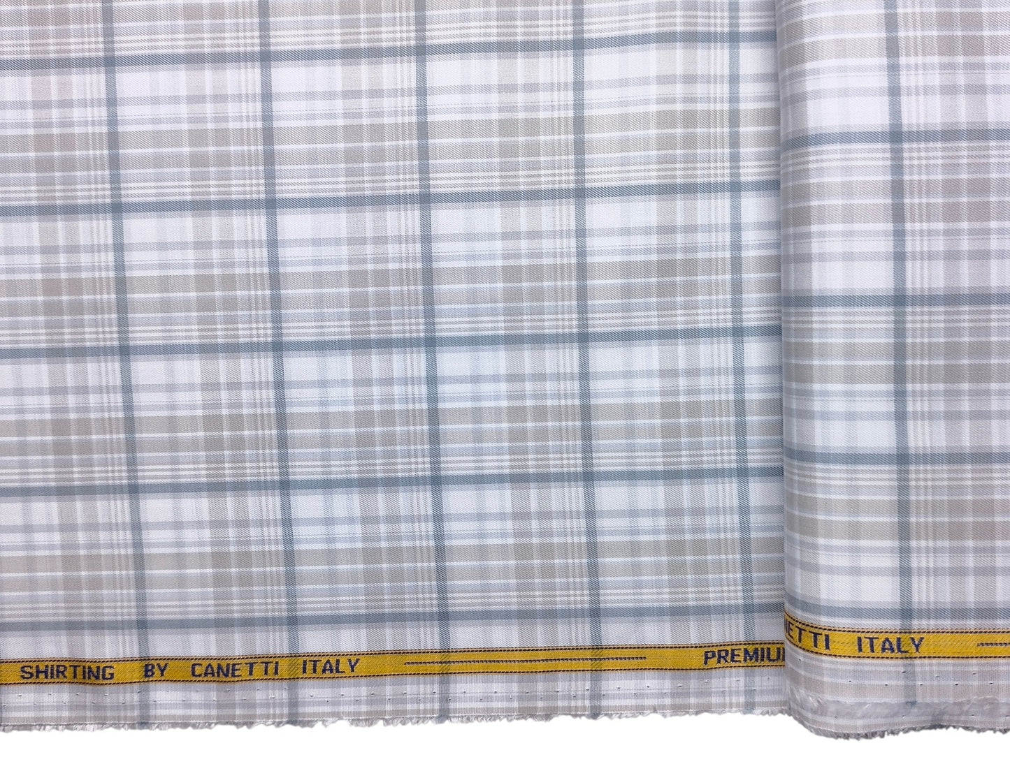 Canetti Italy Premium Tencel Giza Soft Touch Shirting Fabric (Light Grey, Checks)