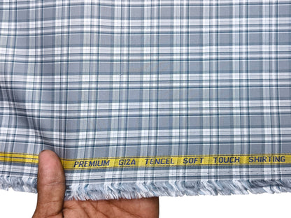 Canetti Italy Premium Tencel Giza Soft Touch Shirting Fabric (Grey, Checks)