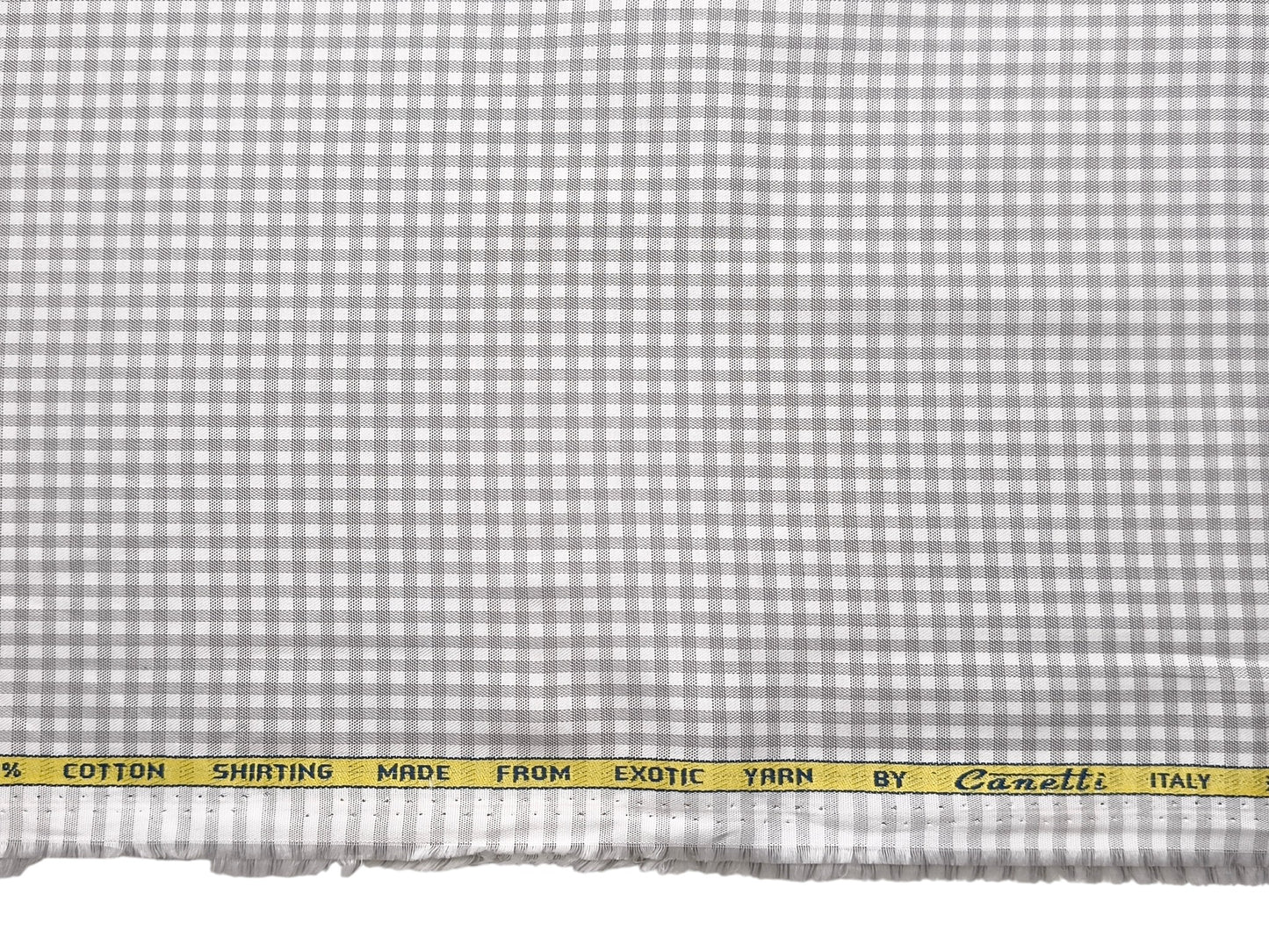 Canetti Italy 100% Cotton Premium Shirting Fabric (Light Grey, Microchecks)