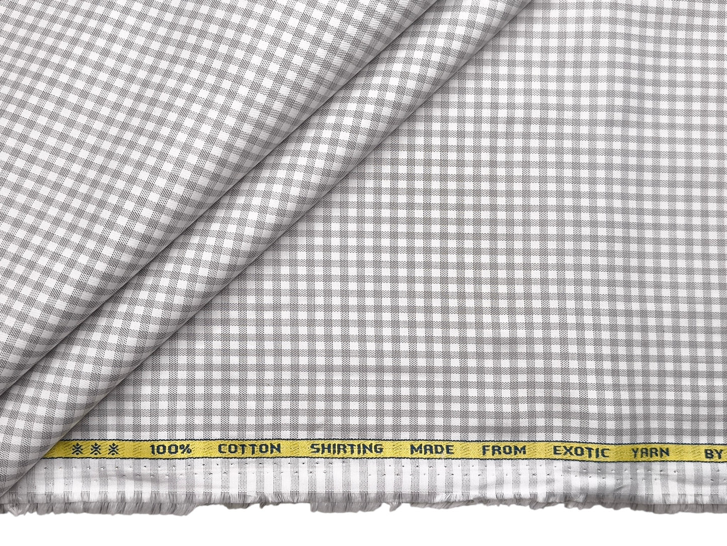 Canetti Italy 100% Cotton Premium Shirting Fabric (Light Grey, Microchecks)