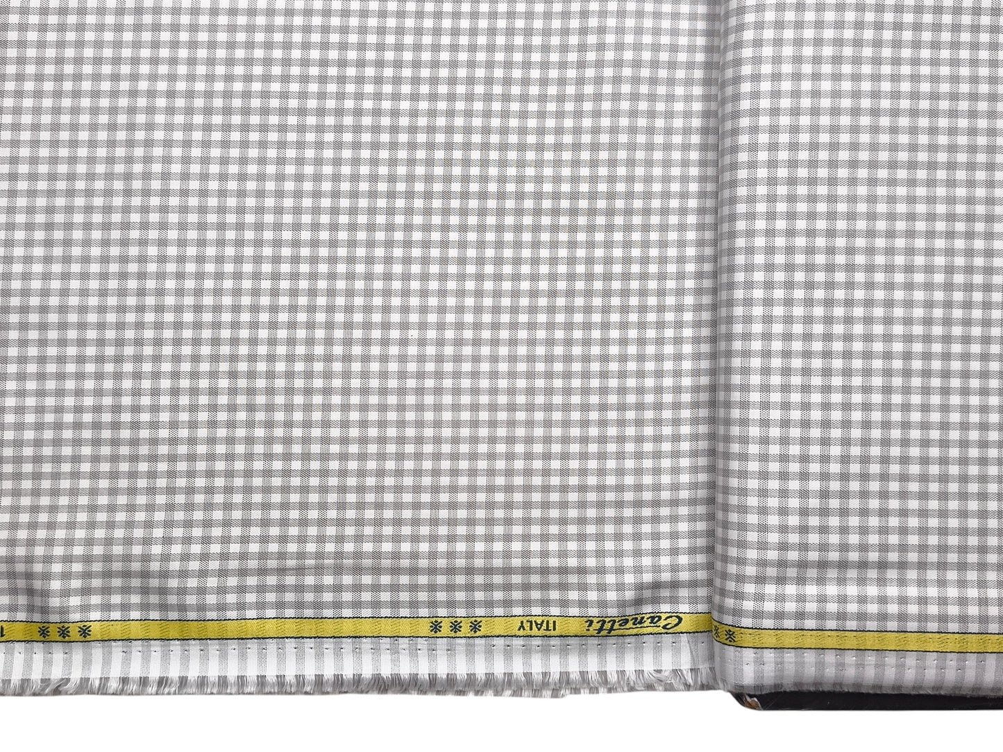 Canetti Italy 100% Cotton Premium Shirting Fabric (Light Grey, Microchecks)