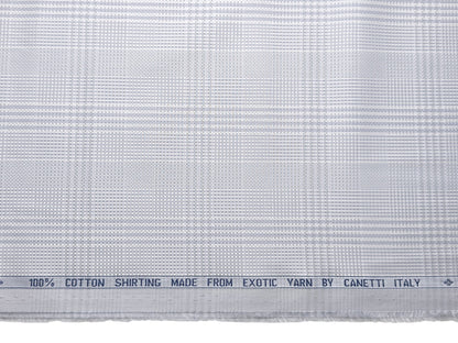 Canetti Italy 100% Cotton Premium Shirting Fabric (Grey, Patterned Checks)