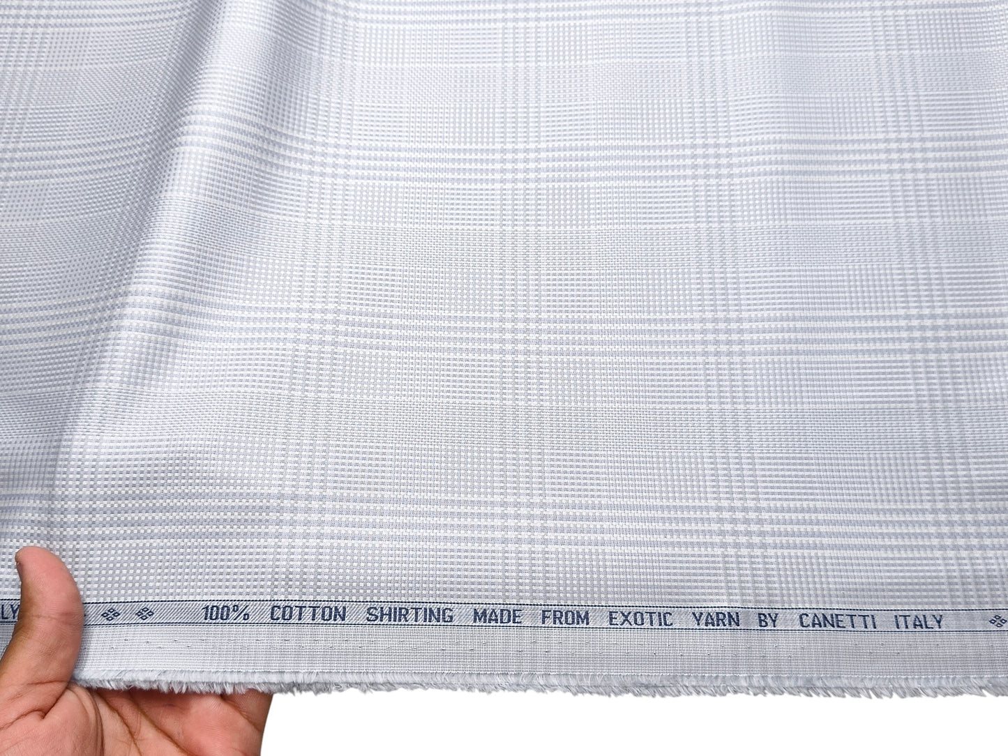 Canetti Italy 100% Cotton Premium Shirting Fabric (Grey, Patterned Checks)