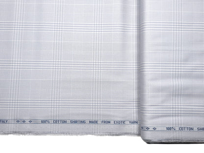 Canetti Italy 100% Cotton Premium Shirting Fabric (Grey, Patterned Checks)