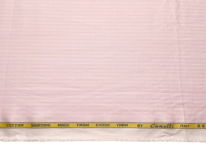 Canetti Italy 100% Cotton Premium Shirting Fabric (Light Pink , Stripes)