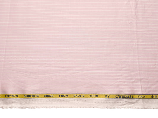Canetti Italy 100% Cotton Premium Shirting Fabric (Light Pink , Stripes)