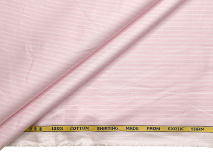 Canetti Italy 100% Cotton Premium Shirting Fabric (Light Pink , Stripes)