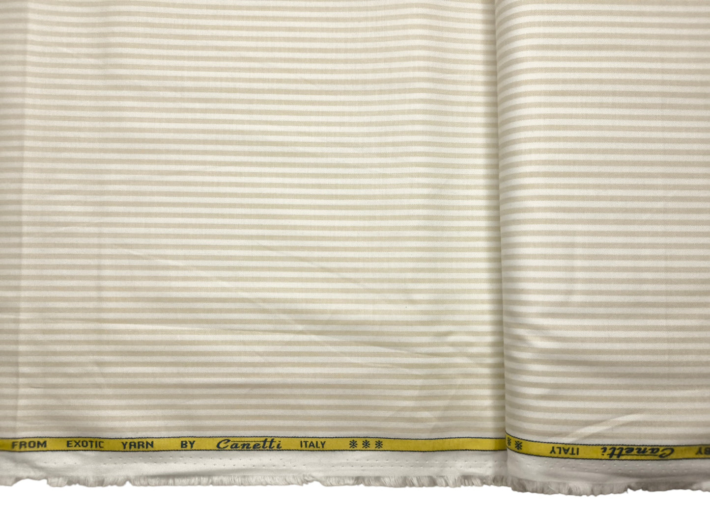 Canetti Italy 100% Cotton Premium Shirting Fabric (White & Beige, Stripes)