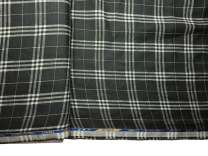 100% Pure Linen 60 LEA Shirting Fabric Shirting Fabric (Charcoal & White, Checks)