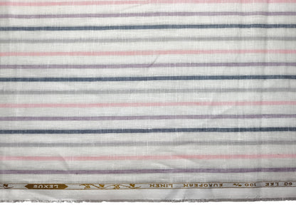 100% Pure Linen 60 LEA Shirting Fabric Shirting Fabric (Multicolour, Stripes)