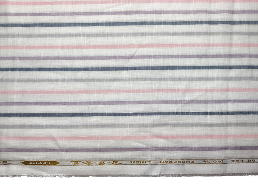 100% Pure Linen 60 LEA Shirting Fabric Shirting Fabric (Multicolour, Stripes)