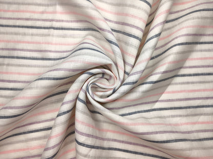 100% Pure Linen 60 LEA Shirting Fabric Shirting Fabric (Multicolour, Stripes)