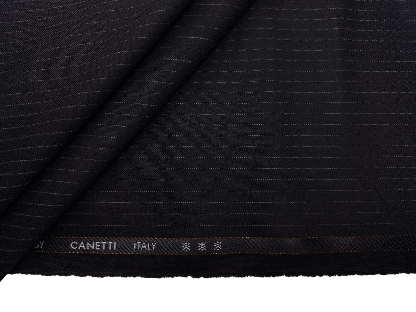 Canetti Italy Premium Stretched TR Suiting Fabric (Black, Pinstripes)