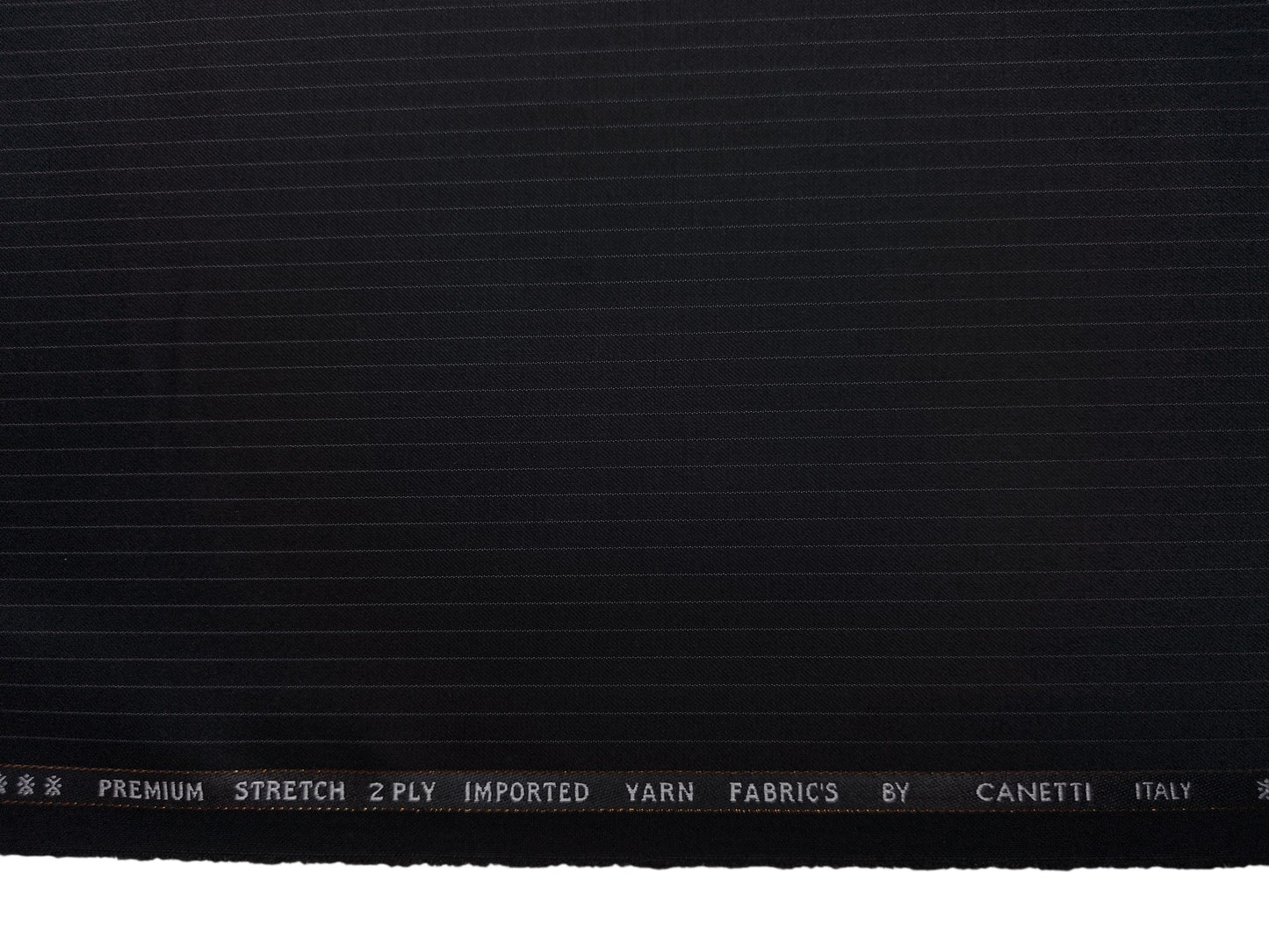 Canetti Italy Premium Stretched TR Suiting Fabric (Black, Pinstripes)