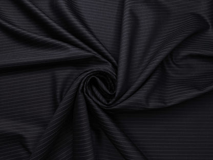 Canetti Italy Premium Stretched TR Suiting Fabric (Black, Pinstripes)