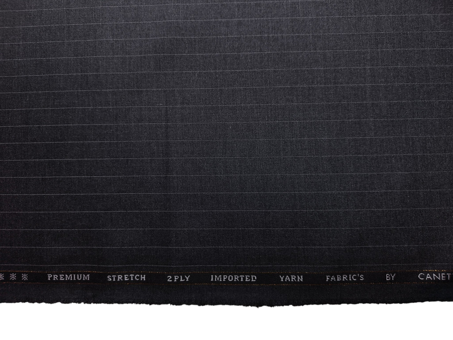 Canetti Italy Premium Stretched TR Suiting Fabric (Charcoal Grey, Pinstripes)