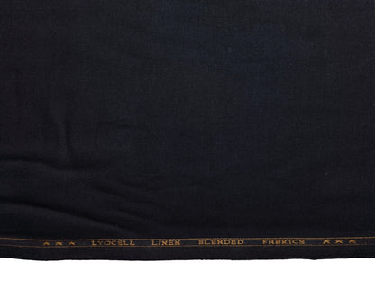 Premium Linen Lyocell Blended Shirting Fabric (Black, Plain)
