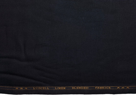 Premium Linen Lyocell Blended Shirting Fabric (Black, Plain)