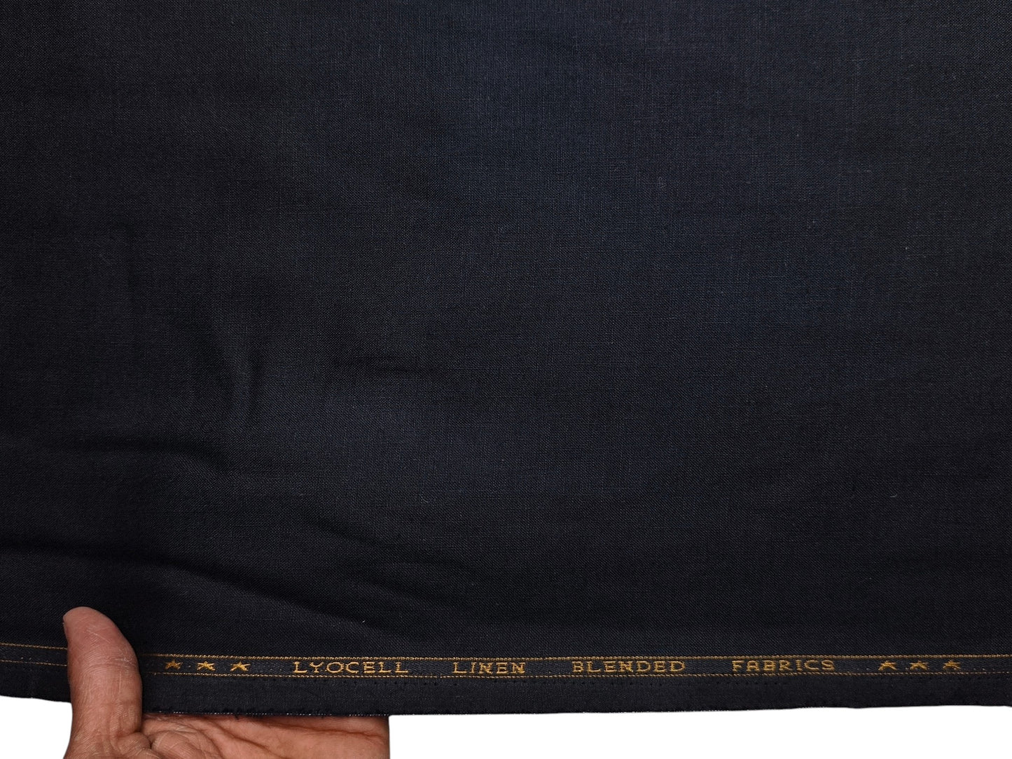 Premium Linen Lyocell Blended Shirting Fabric (Black, Plain)