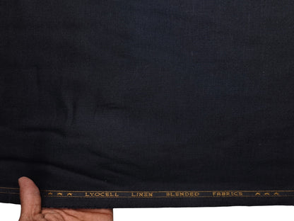Premium Linen Lyocell Blended Shirting Fabric (Black, Plain)