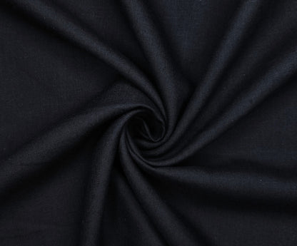 Premium Linen Lyocell Blended Shirting Fabric (Black, Plain)