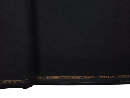 Premium Linen Lyocell Blended Shirting Fabric (Black, Plain)