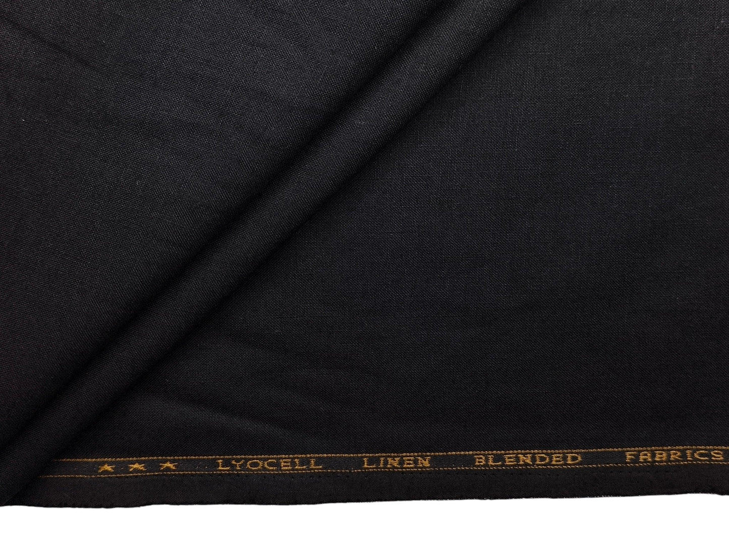 Premium Linen Lyocell Blended Shirting Fabric (Black, Plain)