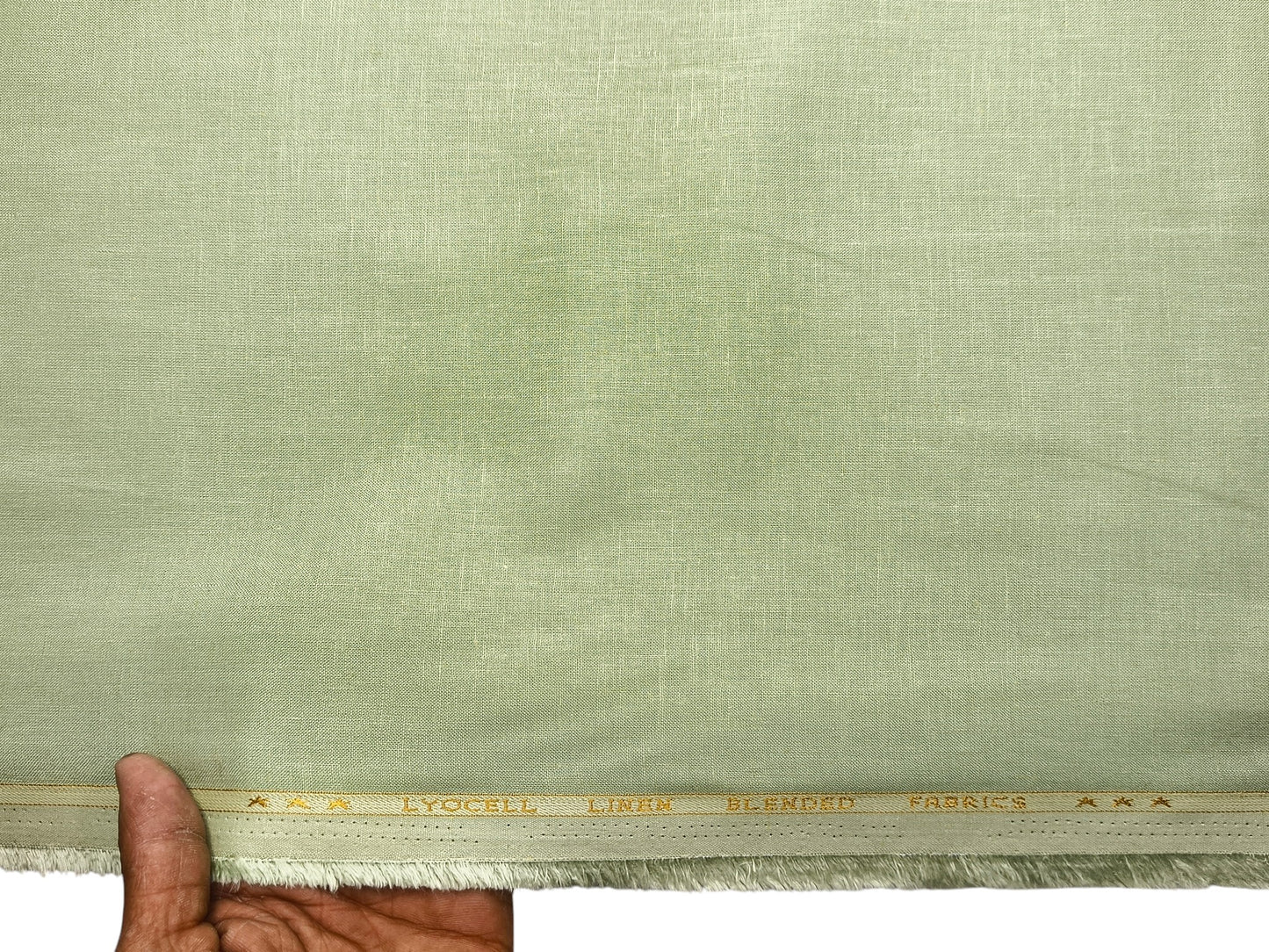 Premium Linen Lyocell Blended Shirting Fabric (Pista, Plain)