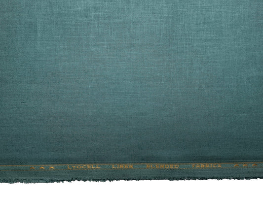 Premium Linen Lyocell Blended Shirting Fabric (Sea Green, Plain)