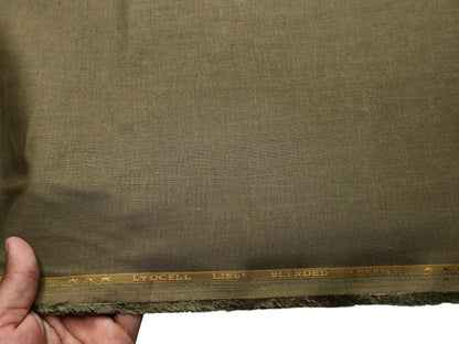 Premium Linen Lyocell Blended Shirting Fabric (Dusty Green, Plain)