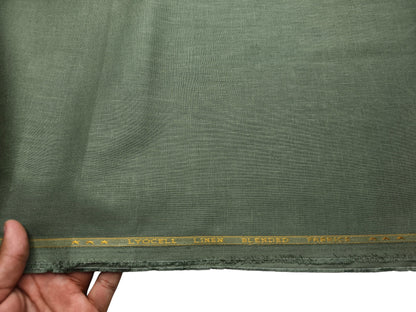 Premium Linen Lyocell Blended Shirting Fabric (Pastel Green, Plain)