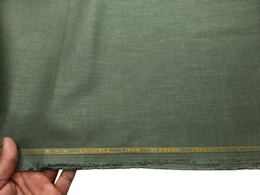Premium Linen Lyocell Blended Shirting Fabric (Pastel Green, Plain)