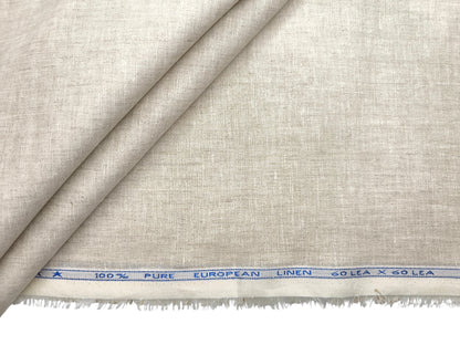 100% Pure Linen 60 LEA Shirting Fabric (Natural, Plain)
